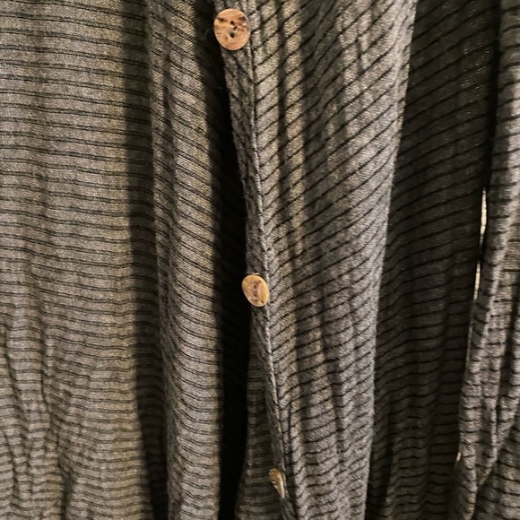 Long Flowy Gray Stripped Cardigan - Picture 2 of 5